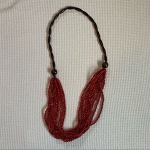 Novica Fair Trade long red wood necklace